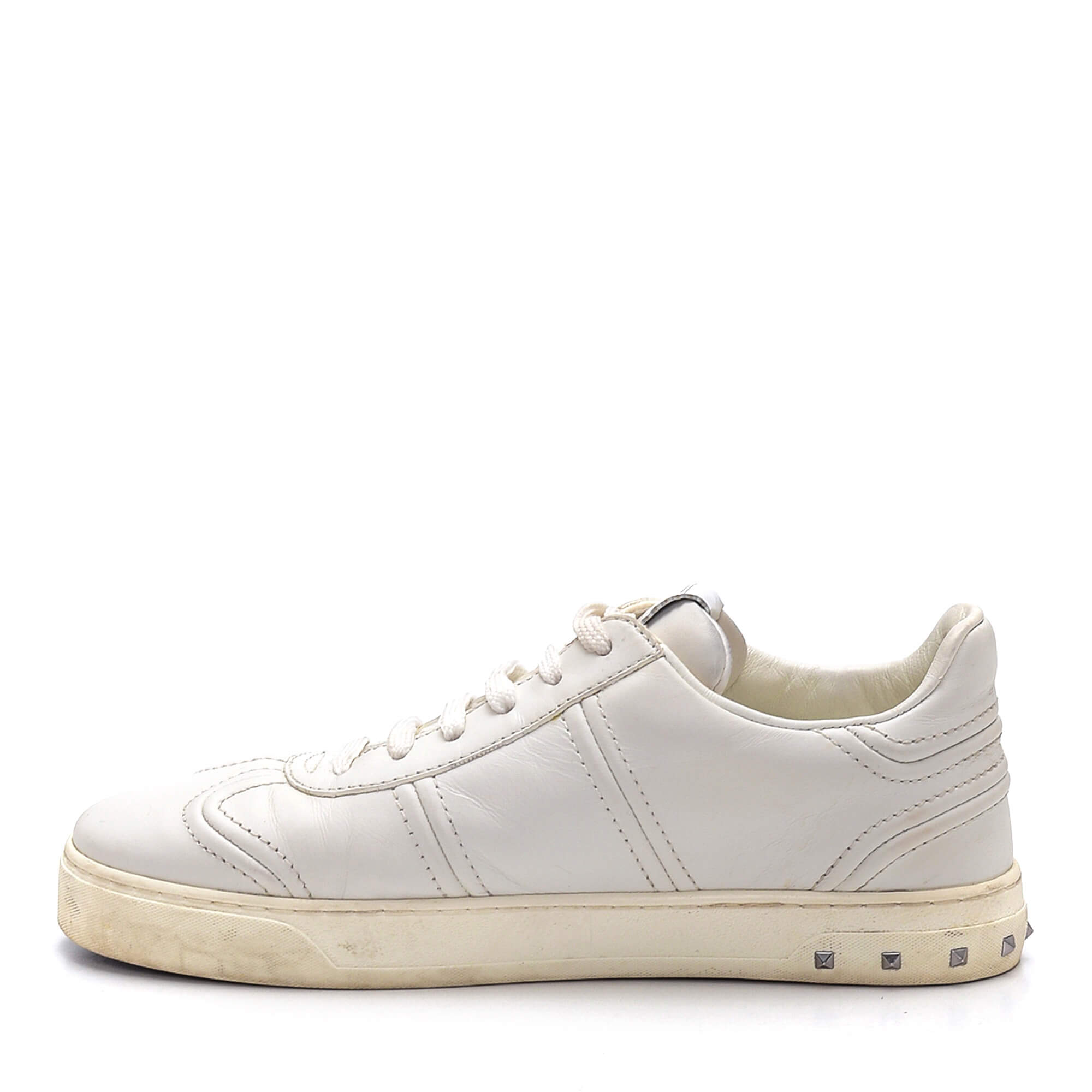 Valentino - White Leather Studded Sneakers /38.5